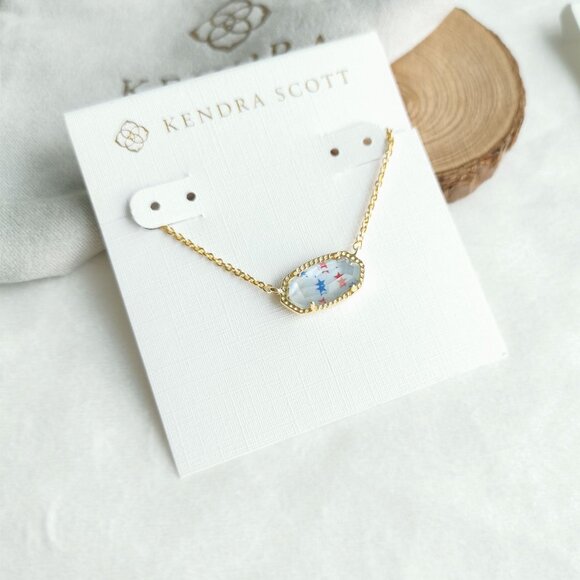 🌟Kendra Scott🌟 Elisa Red White Blue Star Necklace Gold - Picture 1 of 3